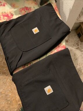 Carhartt Black Work Pants with Logo Patch - Pair